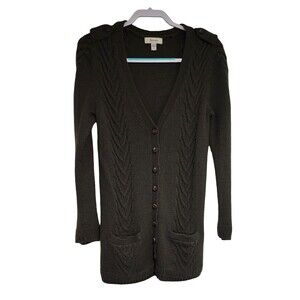 Faconnable Womens Wool Alpaca Blend Cardigan Sweater Army Green V-Neck Size S